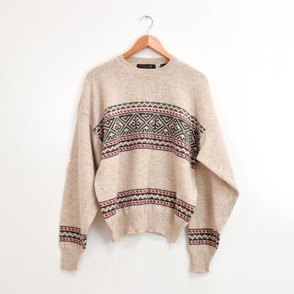 Men's Hunting Horn Patterned Crewneck Sweater